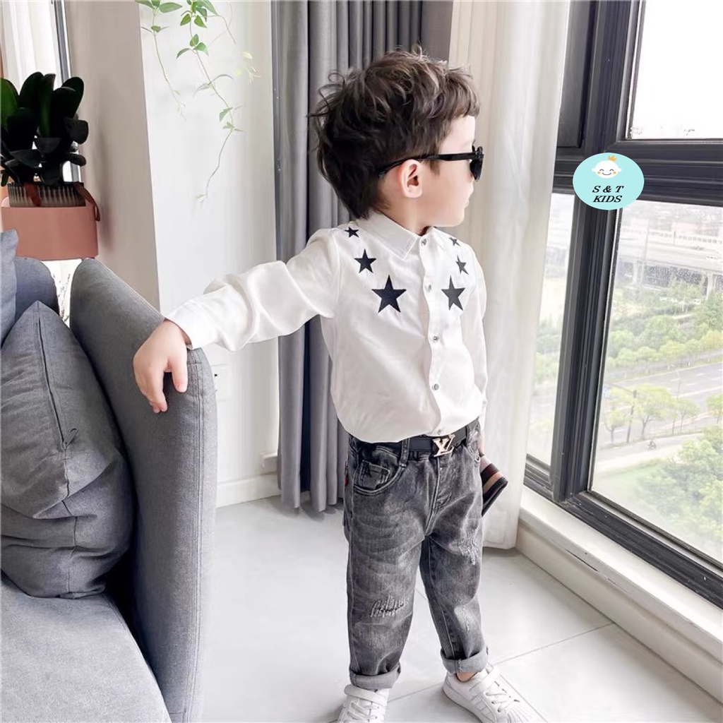 Bộ sơ mi ngôi sao quần jeans cực sành điệu cho bé trai - BSMNS