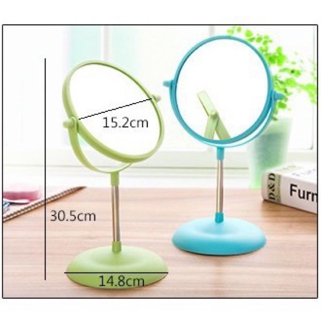 Gương trang điểm 2 mặt để bàn xoay 360 độ