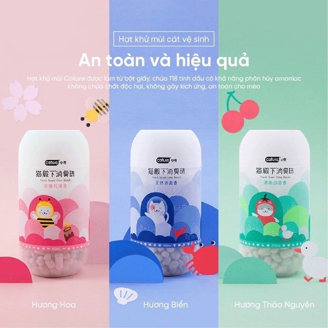 Viên thơm khử mùi CATURE / hạt khử mùi cát vệ sinh mèo