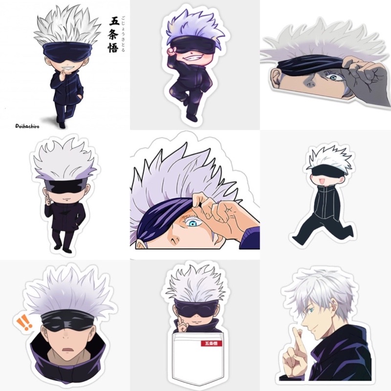 ảnh Sticker Satoru JuJutsu Kaisen 31-62 ảnh khác nhau ép lụa /hình dán satoru gojo