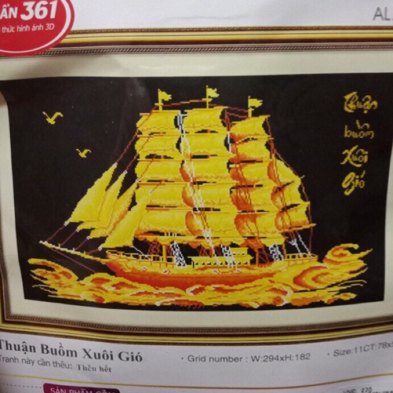 Tranh thêu chữ thập Thuận Buồm Xuôi Gió 53396  chưa thêu