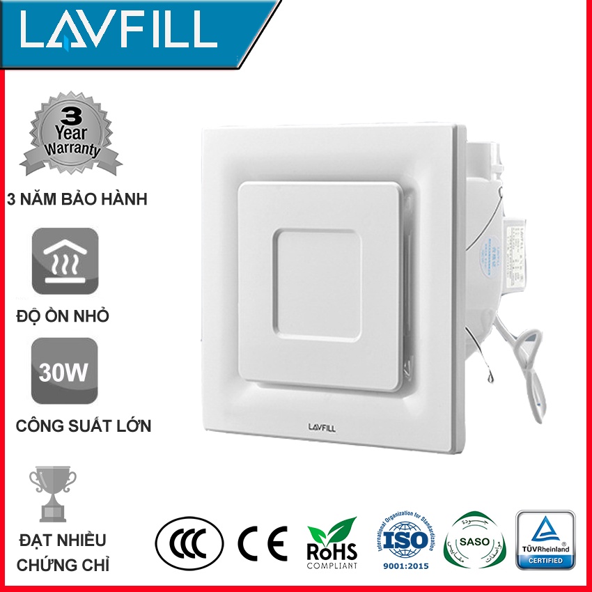 Quạt thông gió âm trần mặt vuông LAVFILL LFCV-12L/ LFCV-16L