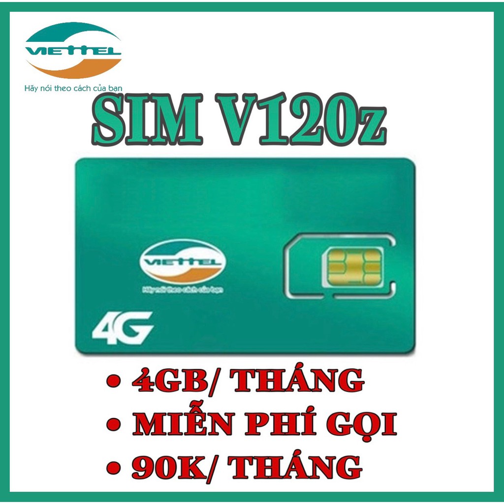 Bán Sim 4G Viettel V120Z: 90k/tháng= 120Gb (4Gb/ngày) + gọi miễn phí nội mạng + 50 phút ngoại mạng