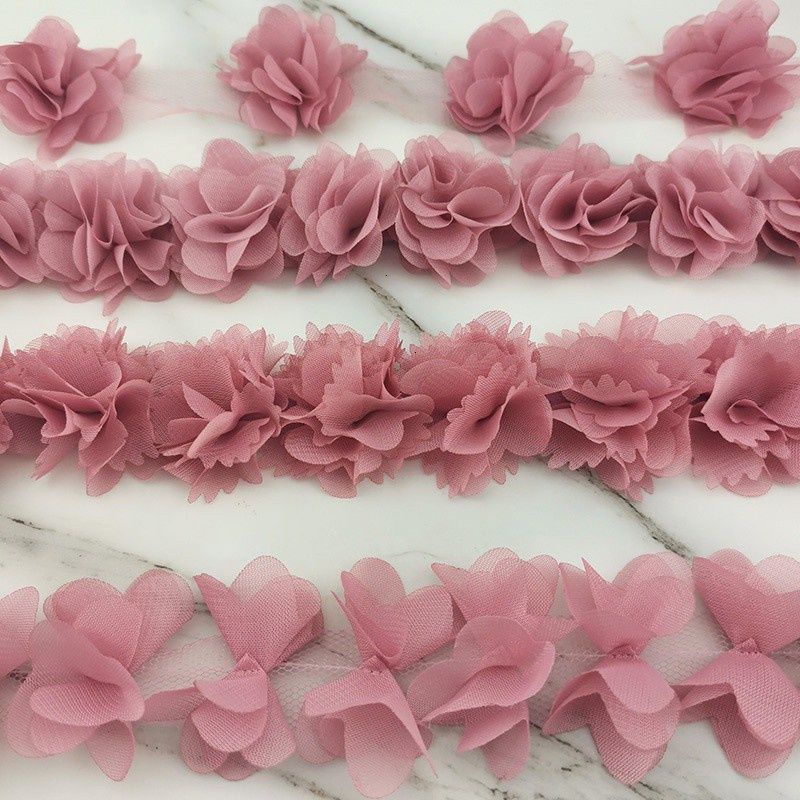 Dây hoa hồng chất liệu voan chiffon vải không dệt trang trí quần áo