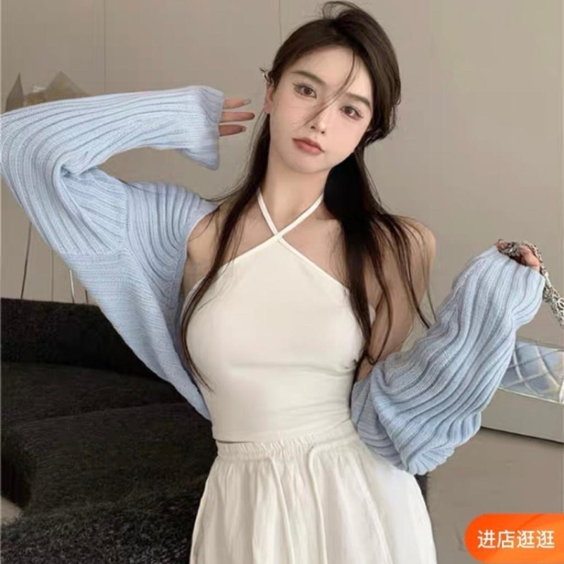 Áo 2 Dây, Áo Yếm Croptop Bo Tăm Chéo Cổ Trắng Đen co giãn không lộ ngực