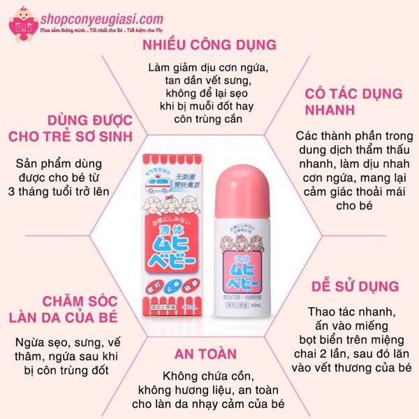 Lăn bôi muỗi đốt Muhi nội địa Nhật