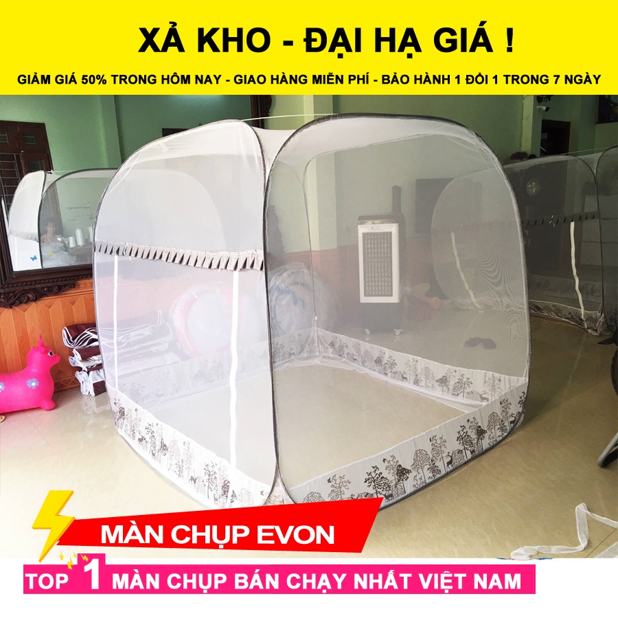 Màn Chụp Tự Bung Đỉnh Vuông Việt Nam ( Có viền chống muỗi)