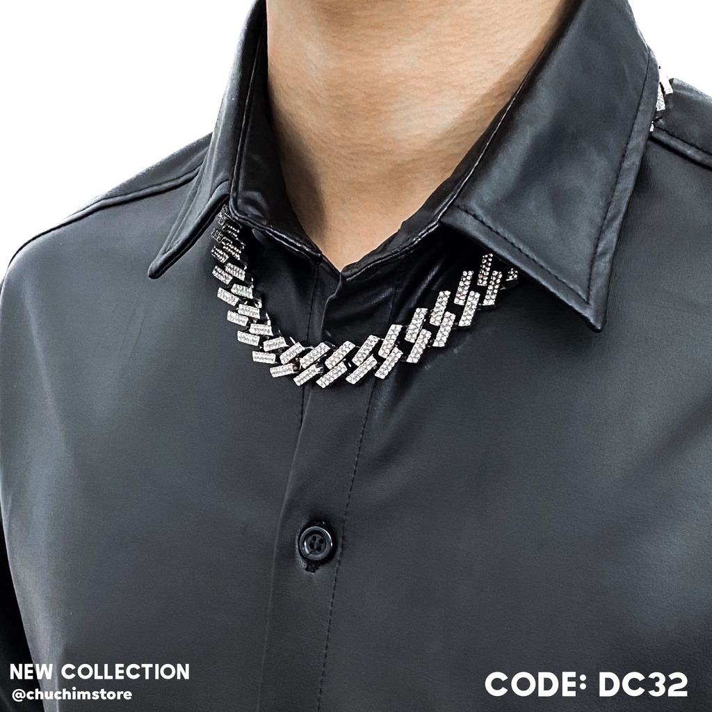 Dây Chuyền Cuban Mắt Xích Đính Đá Hiphop Unisex - THÉP KHÔNG GỈ - DC013
