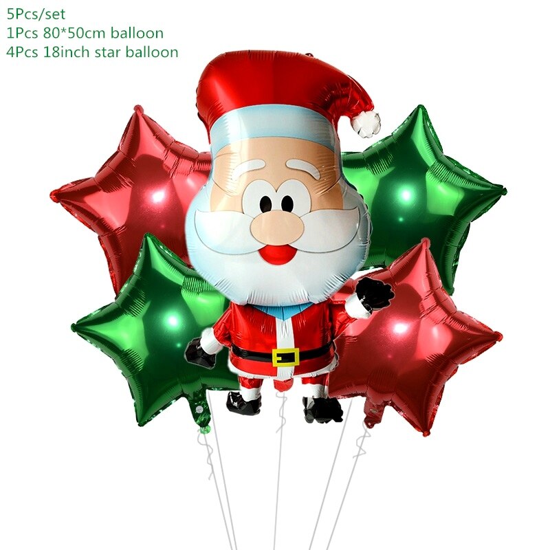 Set 5 bong bóng bơm hơi nhôm kiểu ông già noel người tuyết hoạt hình trang trí Giáng sinh