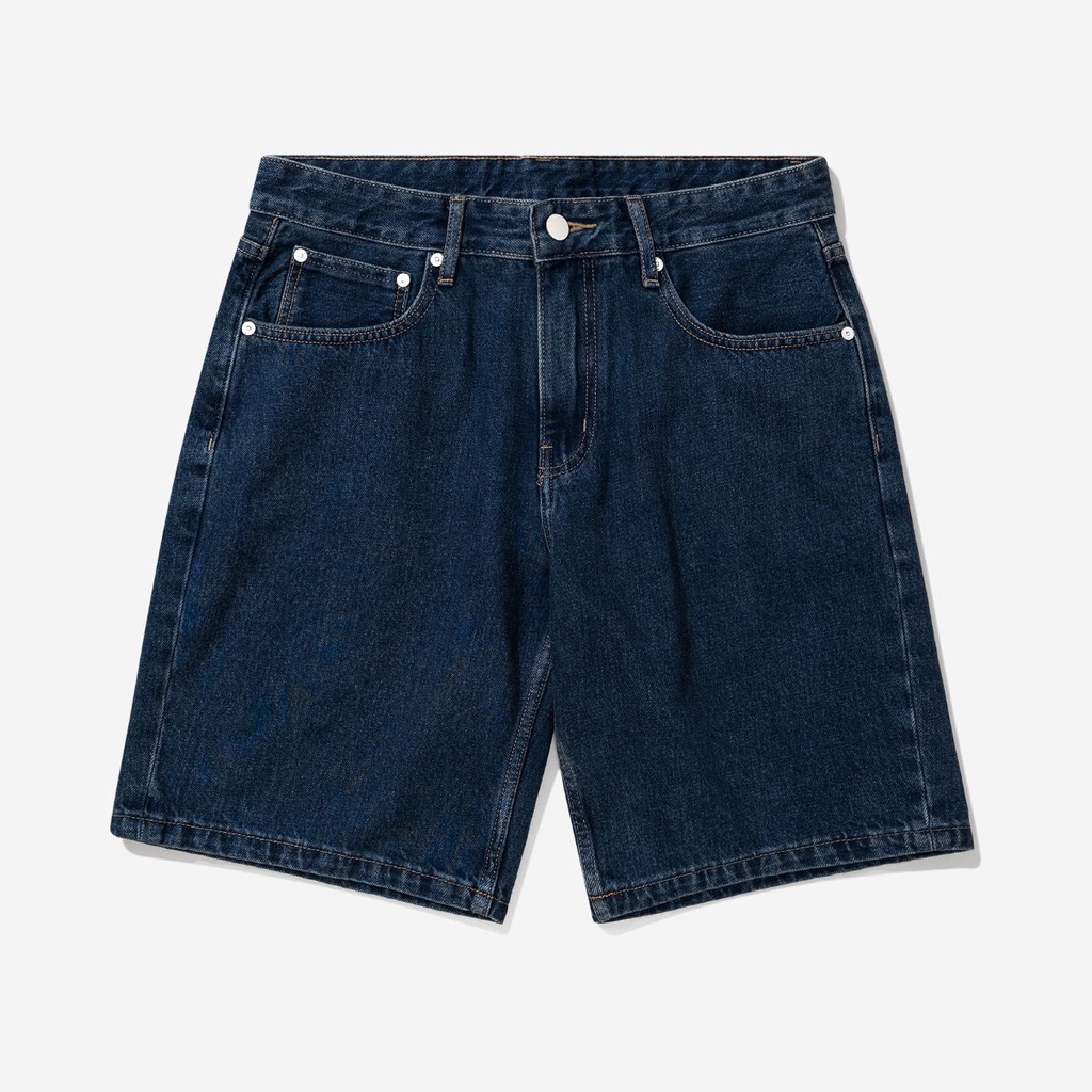 OWL BRAND® BLANK RELAX SHORT JEANS - Quần Short nam Jean ống rộng / Xanh đậm