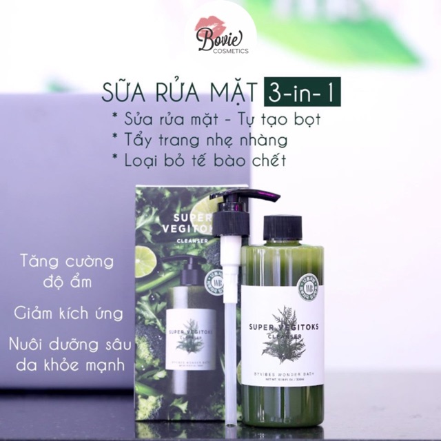 ( Mẫu mới 2019 - 300ml ) Sữa rửa mặt thải độc rau củ SUPER VEGITOKS Cleanser