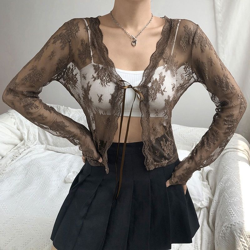 Áo Khoác Cardigan Ren Mỏng Thoáng Khí Phong Cách Retro Thời Trang Mùa Hè Dành Cho Nữ