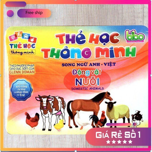 Thẻ học thông minh Song Ngữ Anh Việt - Thẻ Học Flashcards Thông Minh Song Ngữ Bibo Chủ đề Động vật nuôi