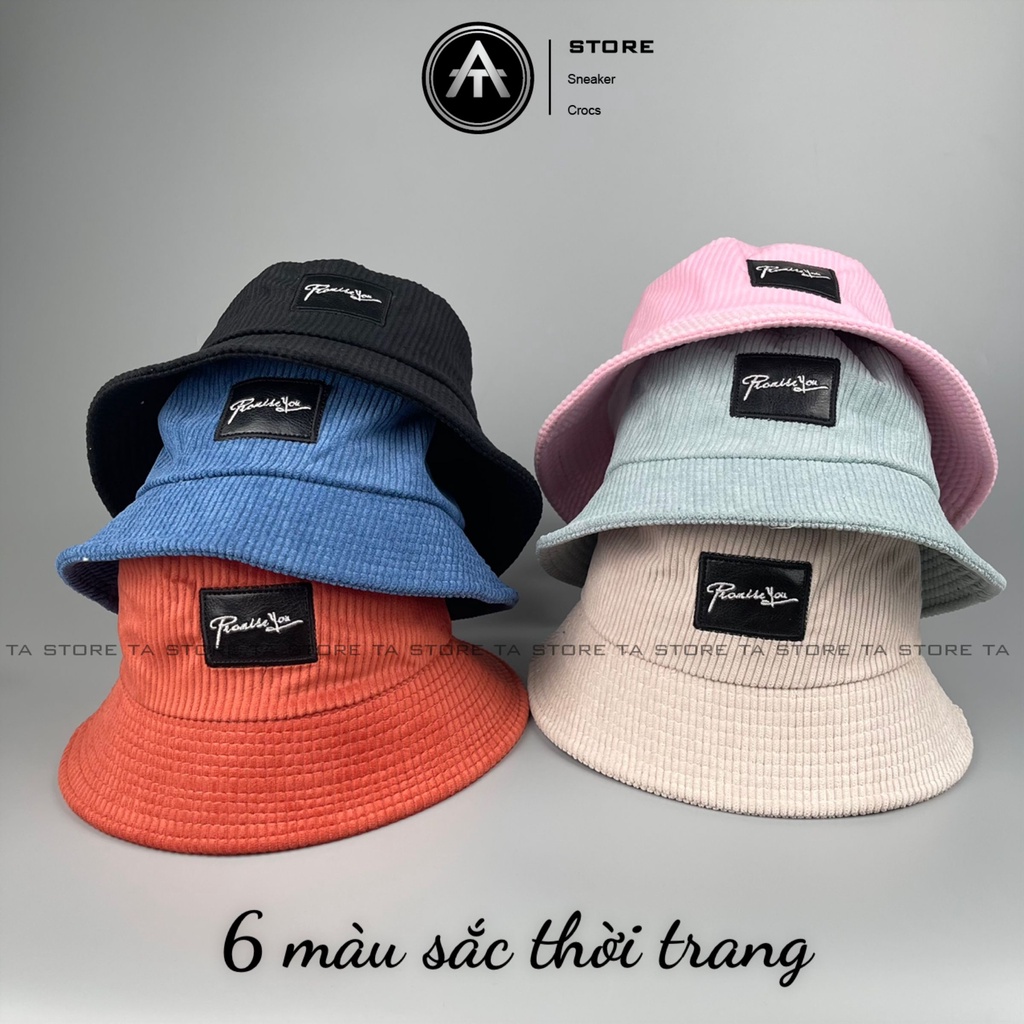 Mũ bucket thêu chữ Promissyou TA Store chất nhung tăm cao cấp form unisex nam nữ