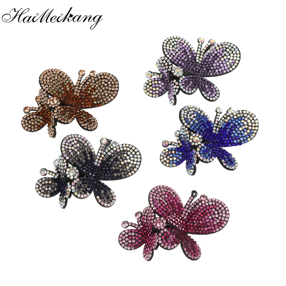 Kẹp tóc Haimeikang hình bướm đính pha lê cổ điển cho nữ
