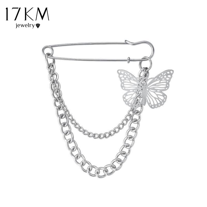 Ghim cài áo 17KM hình bướm phối tua rua phong cách vintage thời trang