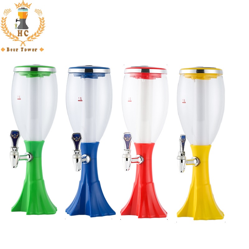 ◕☢Tháp Bia 2 lít Có Vòi HC Đựng Trà Sữa Nước Ngọt Beer Hơi Tươi Lõi Đá giữ lạnh Đèn led 7 màu Décor quán café sữa, bar