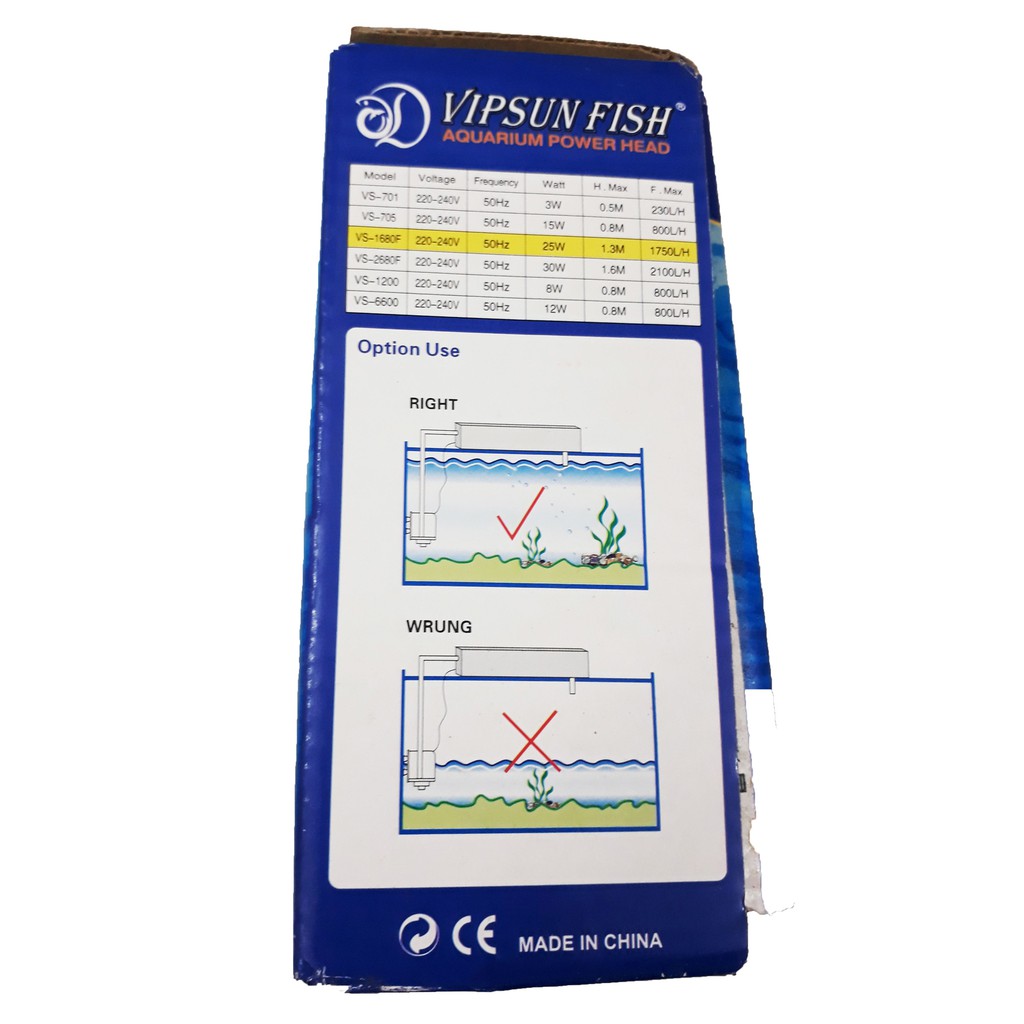 Máy Bơm Lọc Nước Hồ Cá VS-1680 - Máy Lọc Nước Bể Cá Vipsun [VS1680]