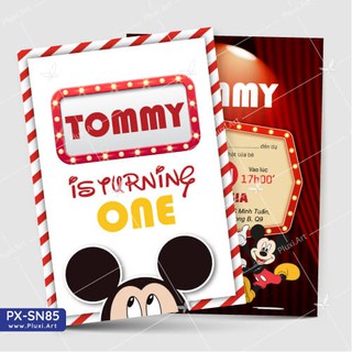  Thiệp thôi nôi –  Sinh nhật theo yêu cầu Pluxi Chuột Mickey (PX_SN85)