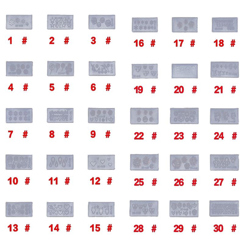 Set 30 Khuôn Silicone Tạo Hình Hoa 3D Trang Trí Móng Tay DIY