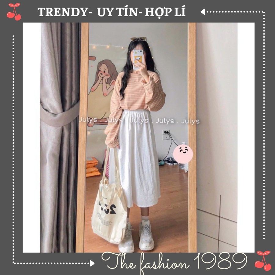 Chân váy đũi xoè ulzzang (ảnh thật tự chụp kèm video) 3 màu trắng đen be siêu xinh | BigBuy360 - bigbuy360.vn