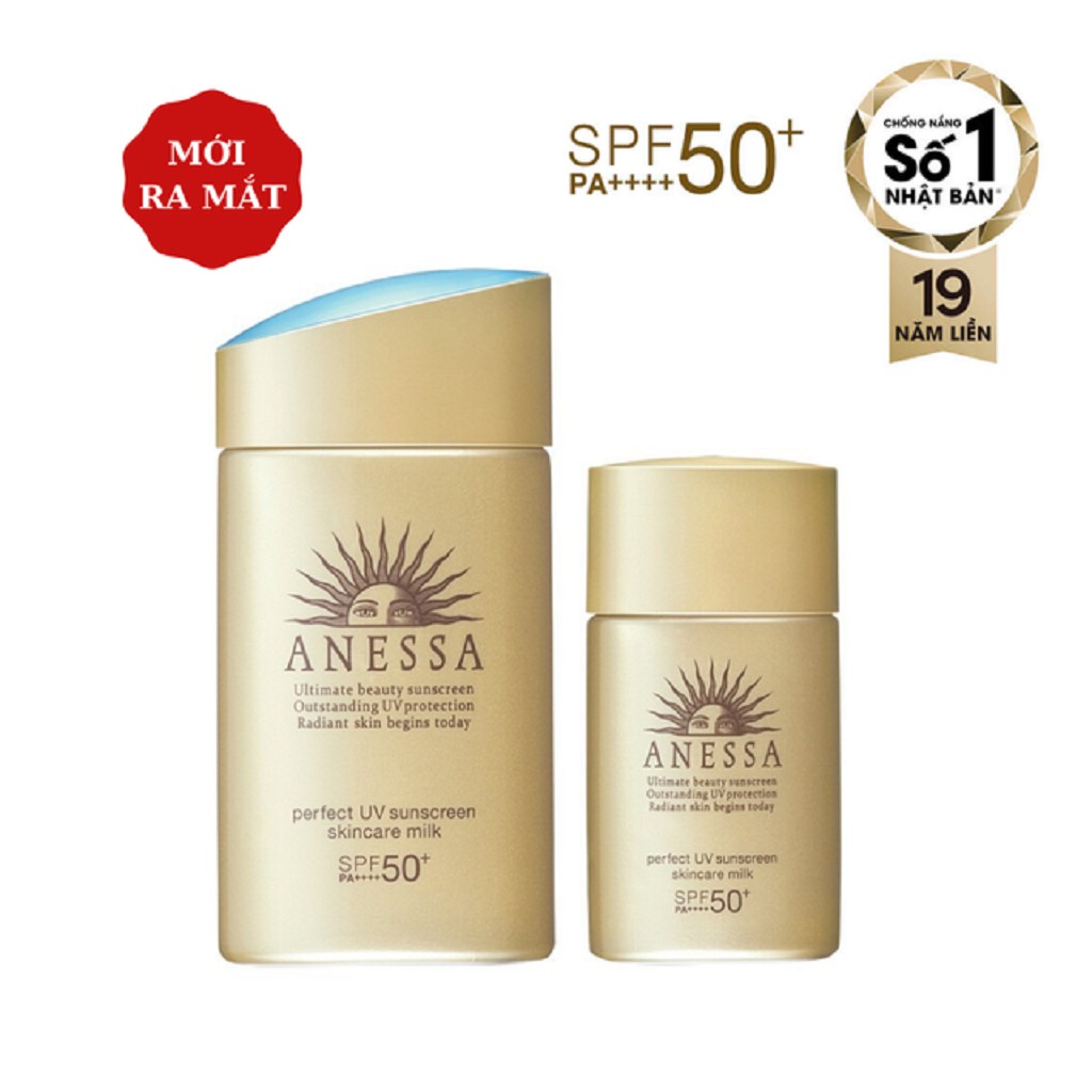Bộ đôi chống nắng bảo vệ hoàn hảo Anessa Perfect UV Sunscreen Skincare Milk (60ml + 20ml)