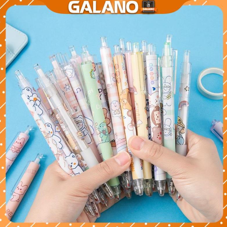 [Bộ 6] Bút gel bấm GALANO combo 6 bút bi gel ngòi 0.5mm nhiều màu cao cấp mực đều SP-001376