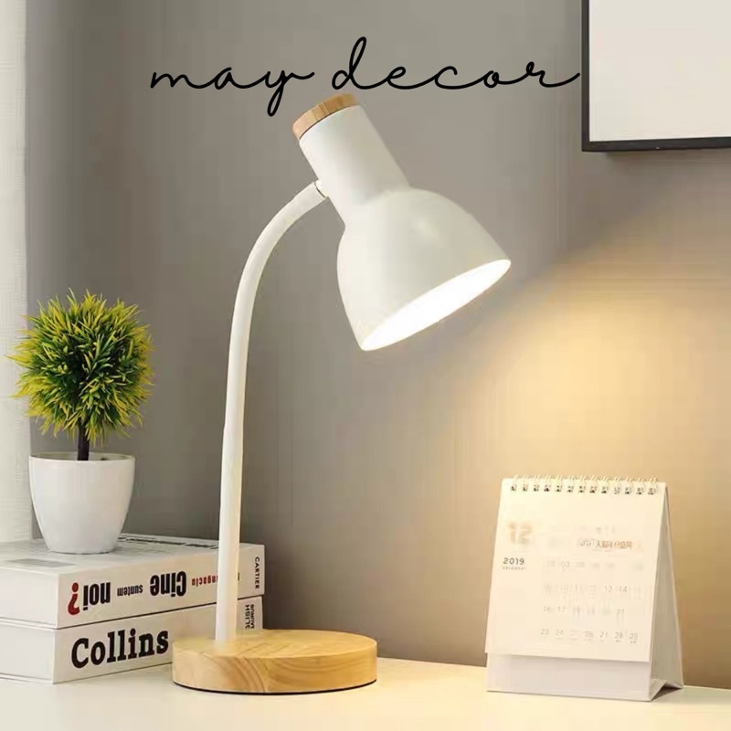 [Mã LIFE020630K giảm 15% đơn 150K] Đèn học đế gỗ để bàn bảo vệ mắt -may.decor-