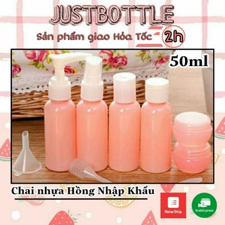 VỎ CHAI NHỰA PET Hồng 50ml Nhập Khẩu🍀 CHAI CHIẾT MỸ PHẨM dạng vòi nhấn xịt nhỏ giọt nắp bật nhọn nhôm🍀LỌ NHỰA nhỏ