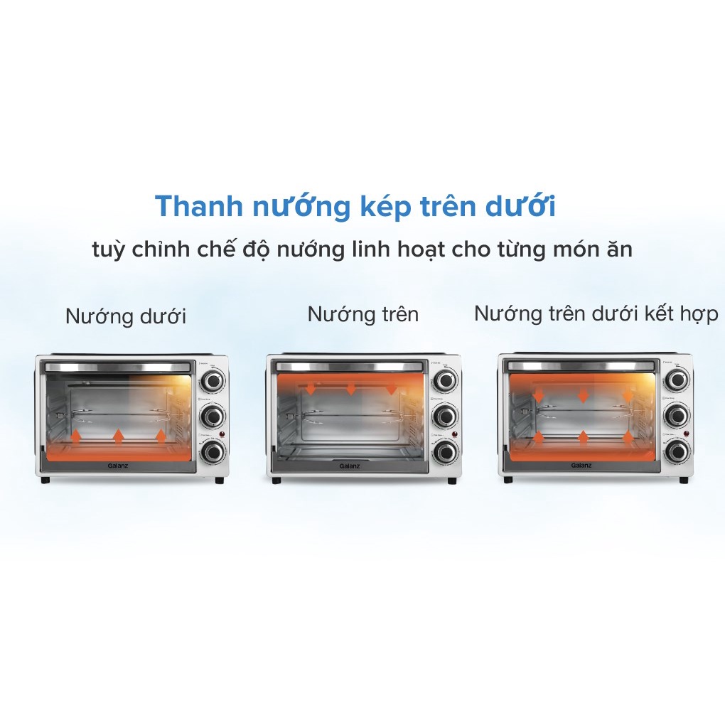 Lò nướng điện Galanz 30L 1500W KWS1530LQ-D2, nướng đối lưu, xiên quay, bảo hành 12 tháng