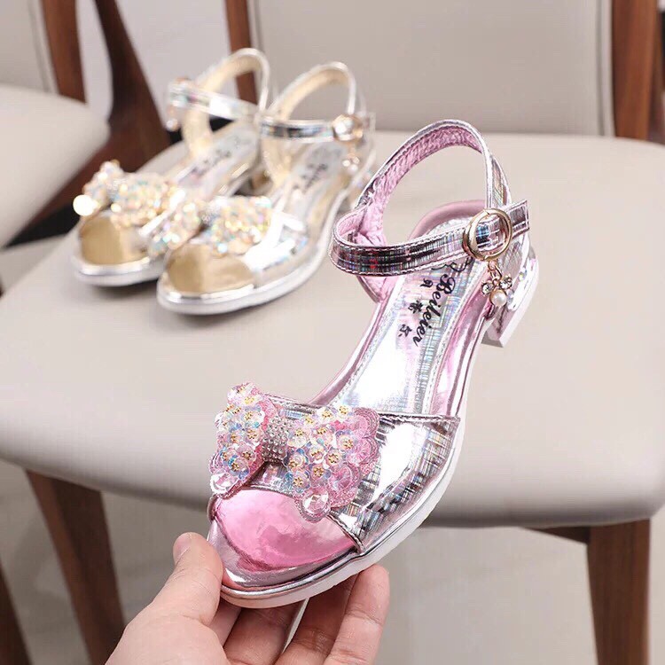 Sandal Cao Cấp Nơ Óng Ánh rất đẹp Cho Bé Gái ( 8801)
