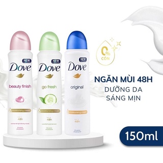 [NK Úc] Xịt Khử Mùi Dove 150ml Khô Thoáng 48H Dưỡng Da Sáng Mịn Với 1/4 Kem Dưỡng Ẩm