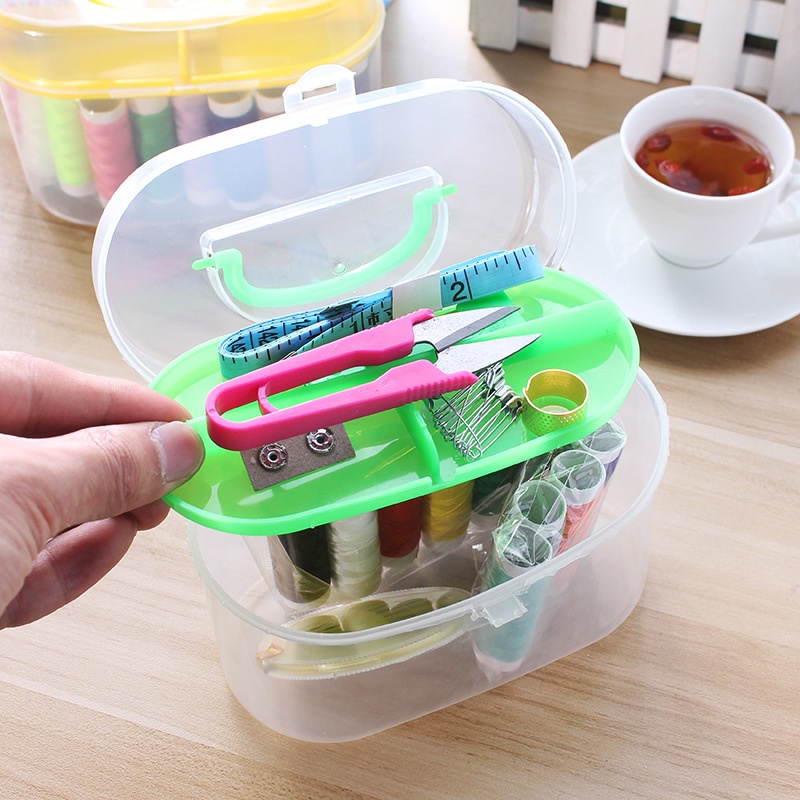 Bộ kim chỉ may vá đa năng kèm hộp đựng trong suốt