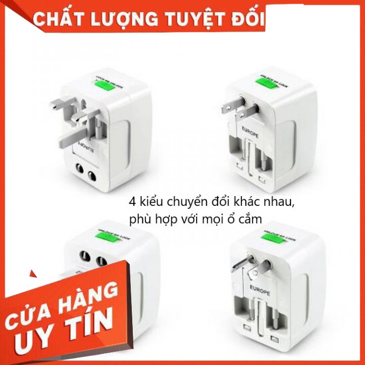 Ổ cắm chuyển đổi nguồn đa năng phù hợp với chuẩn của Châu Âu, Mỹ, Úc, Nhật Bản, hơn 200 Quốc Gia. Ổ cắm du lịch tiện lợi