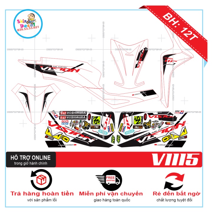 TEM XE VISION 2016 CHẾ DÁN XE TRẮNG -- SHIN DECAL 2