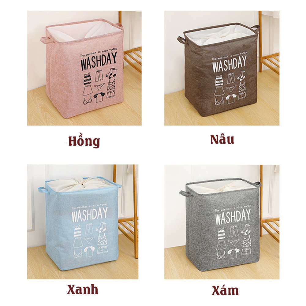 Túi đựng WASHDAY cỡ lớn_Giỏ đựng quần áo có thể gấp gọn vintage xinh xắn