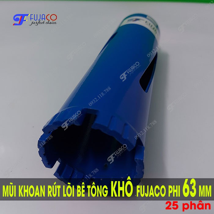 Mũi khoan rút lõi bê tông KHÔ phi 63 mm dài 25 phân - FUJACO