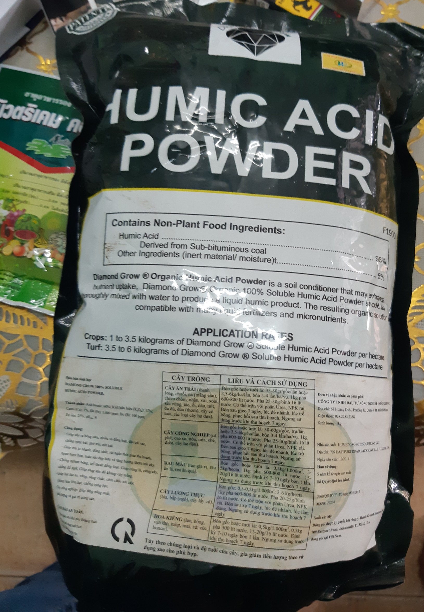 Phân Bón Hữu Cơ Humic Acid Powder 95% - Dạng Bột Đen