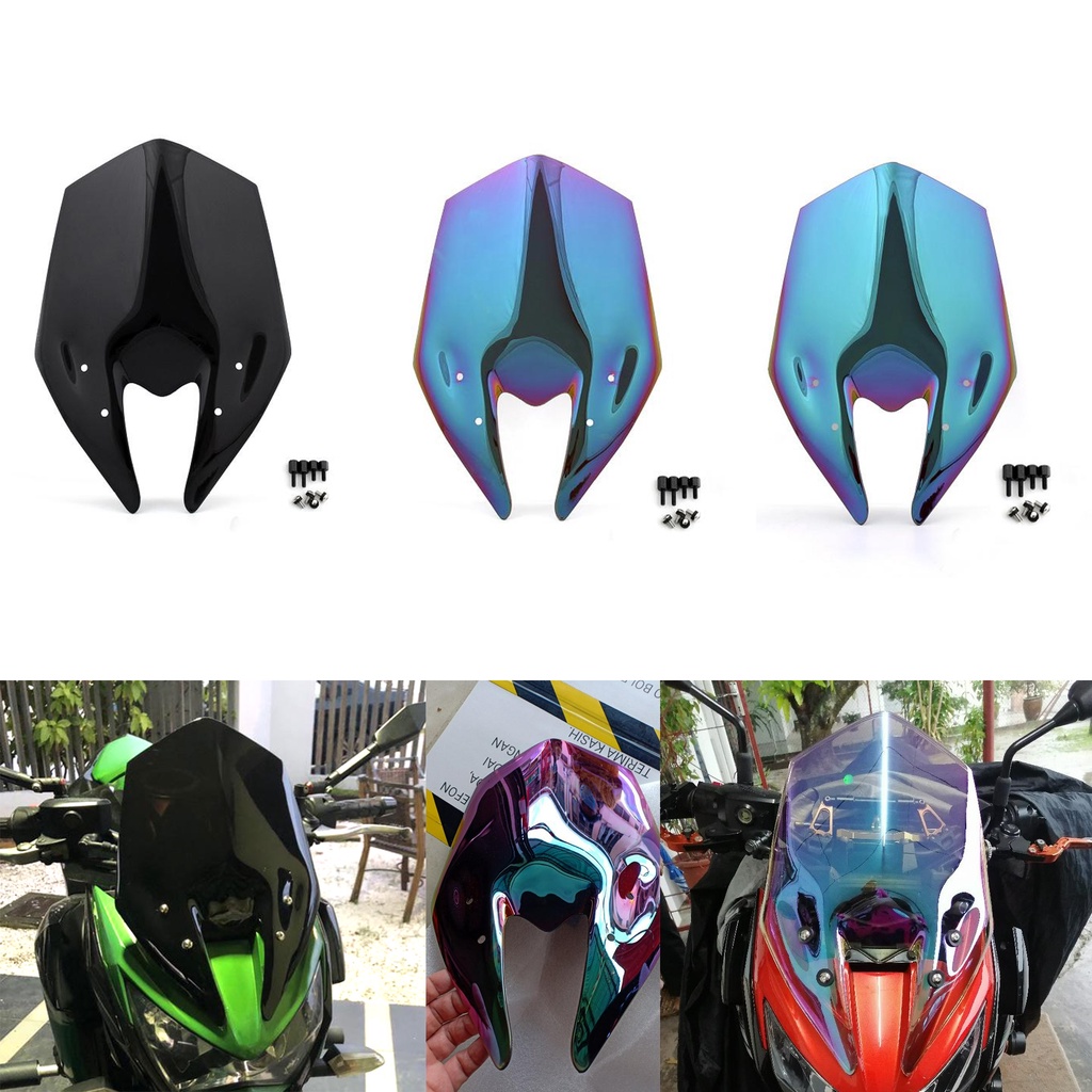 Areyourshop Kính Chắn Gió Kính Chắn Gió Bong Bóng Đôi Dành Cho Kawasaki Z800 2013-2014 Màu Đen