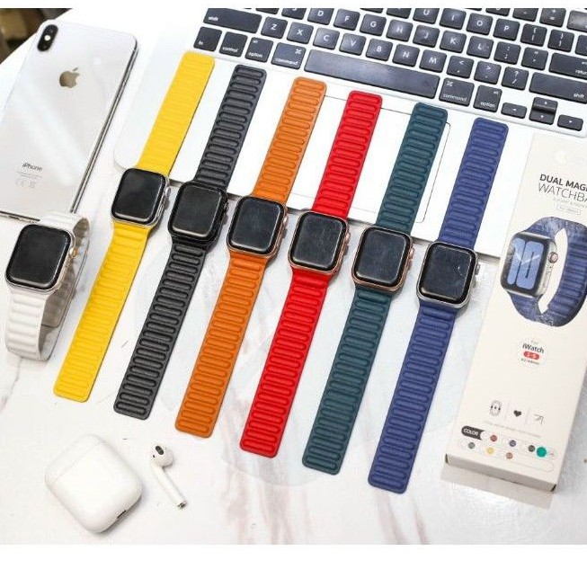 Dây đeo Leather Link Apple Watch Series 6 , Watch SE , All Series . Dây da dính nam châm Chính Hãng COTEetCI Cao cấp