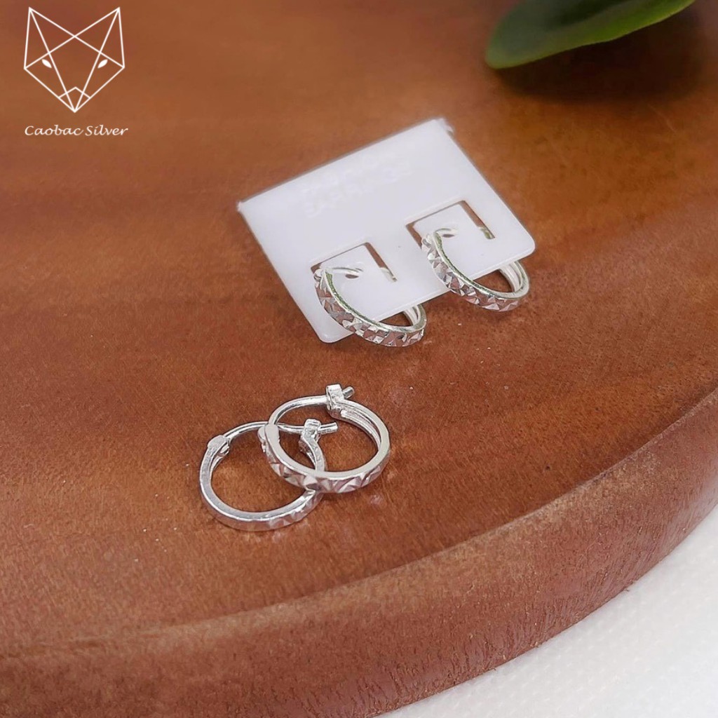 Khuyên Tai Bạc Ta Caobac Silver Unisex Dáng Tròn Phay Basic