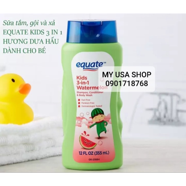 Sữa tắm gội xả cho bé ❤️ Sữa tắm gội xã chăm sóc da , chống xơ rối tóc cho trẻ Equate 3in1 của Mỹ