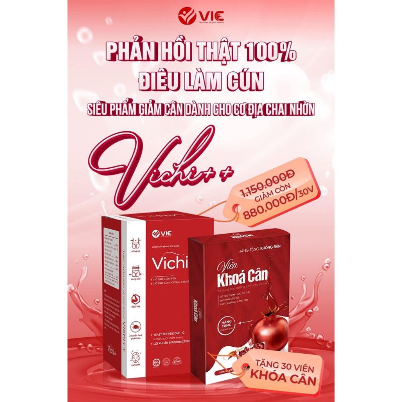 VICHI++ Tặng Kèm Detox Khóa Cân - Hộp 30v Chuyên Dành Cho Cơ Địa Lờn (Nhờn) Giảm Cân.