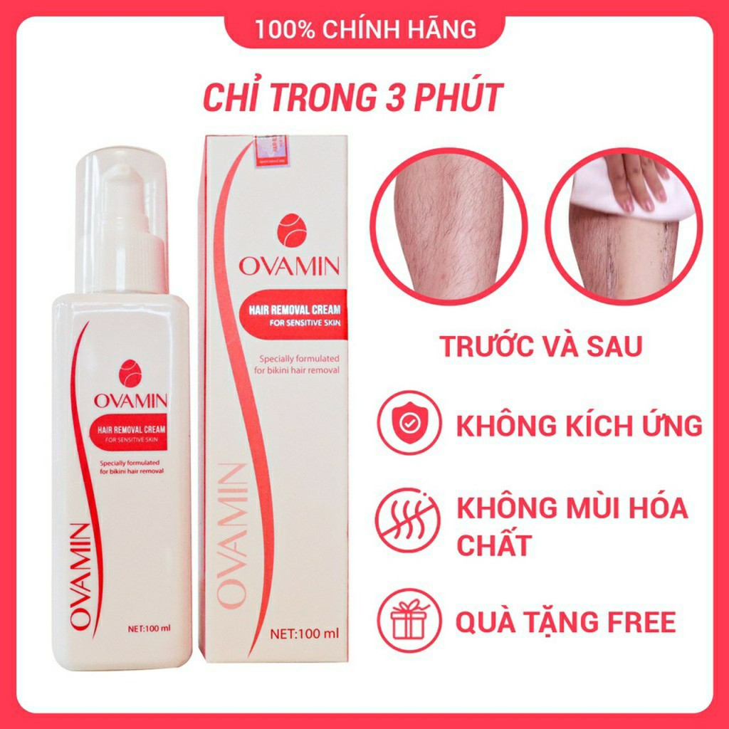 Kem Tẩy Lông Body OvaMin - Triệt Lông Nách, Chân, Tay, Bikini/Vùng Kín An Toàn Không Kích Ứng Da  Chính Hãng