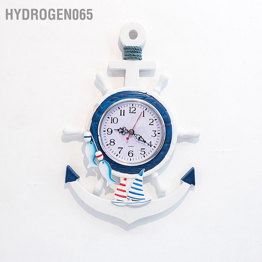 Hydrogen065 Đồng hồ treo tường Tàu màu xanh và trắng Mô hình hóa phong cách biển trang trí cá nhân cho phòng ngủ