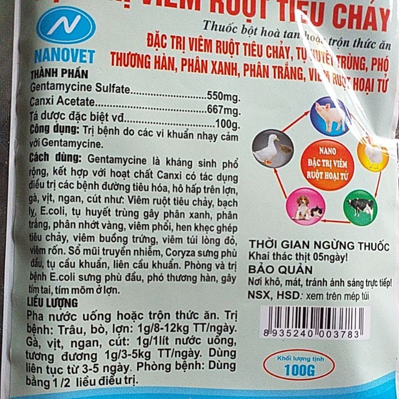 genta calxi đ.ặc tr.ị viêm ruột tiêu chảy cho vật nuôi thú y lợn gà đá chim chó mèo thú cưng for pet