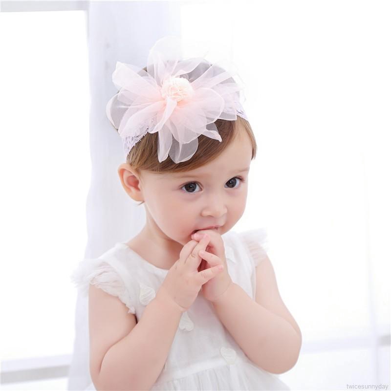 Băng đô lưới đính hoa giả xinh xắn cho bé gái