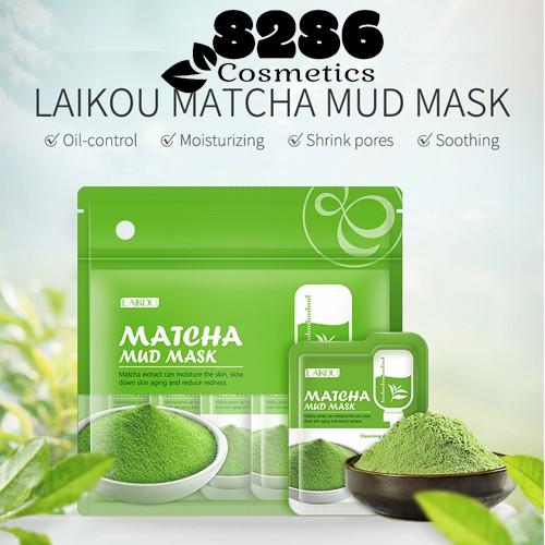 [Có sẵn] 1 gói Sample Mặt nạ bùn Matcha Laikou kiềm dầu sạch da cấp nước Matcha Mud Mask 5g (hàng nội địa Trung)