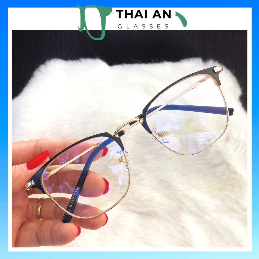 Gọng kính mắt vuông nam nữ kim loại thời trang hàn quốc nhiều màu làm kính cận - mắt kính thái an