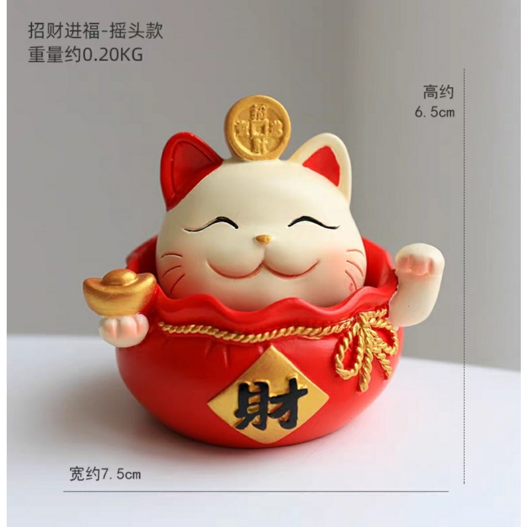 MÈO THẦN TÀI 5cm, 7cm MÈO MAY MẮN dùng trang trí bàn làm việc, kệ tủ, ô tô